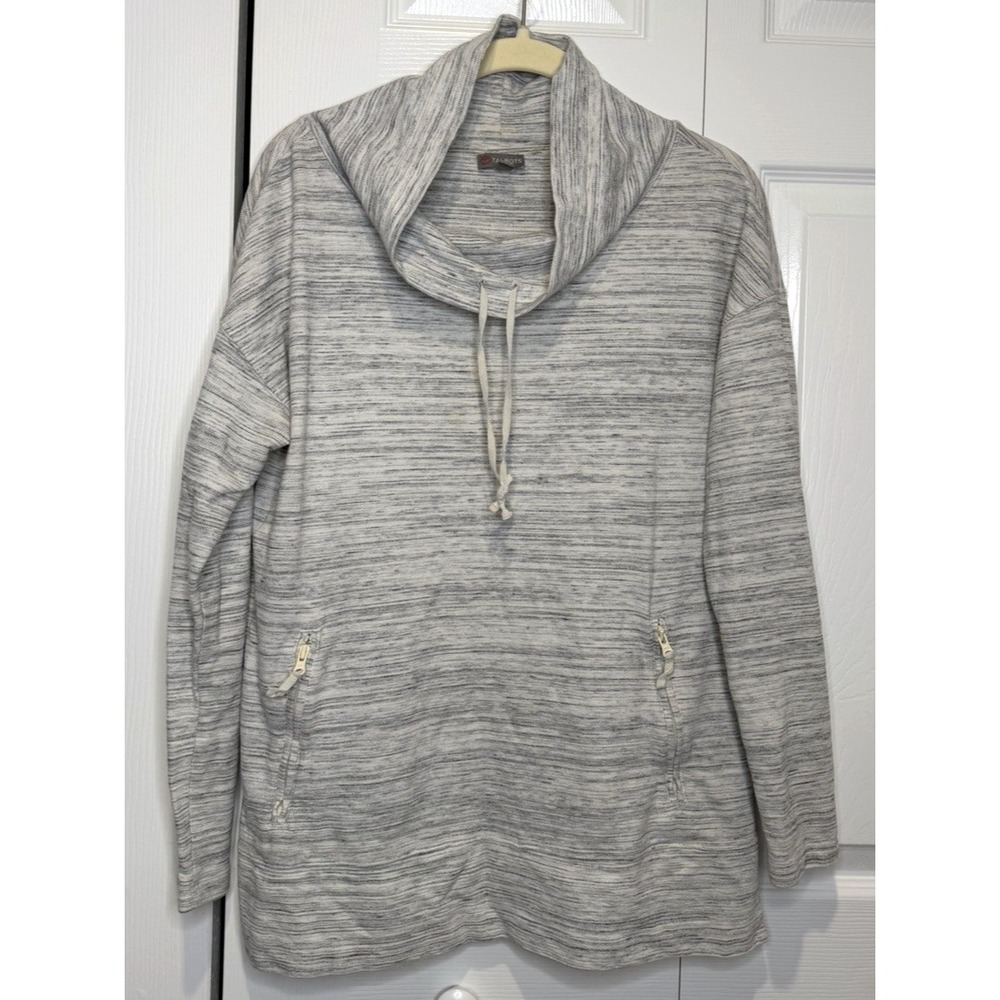 Talbots Womens Drawstring Funnel Neck Top Size MP Neutral Sporty Casual‎ Basic